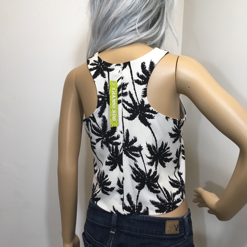NWT Gianni Bini XS Island Sunset Palm Tree Croptop
